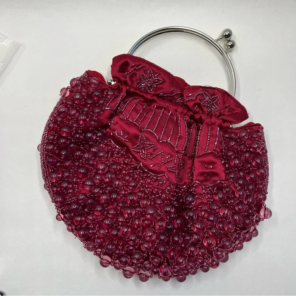 Beaded Burgundy Purse Cross Body or Formal Party Bag